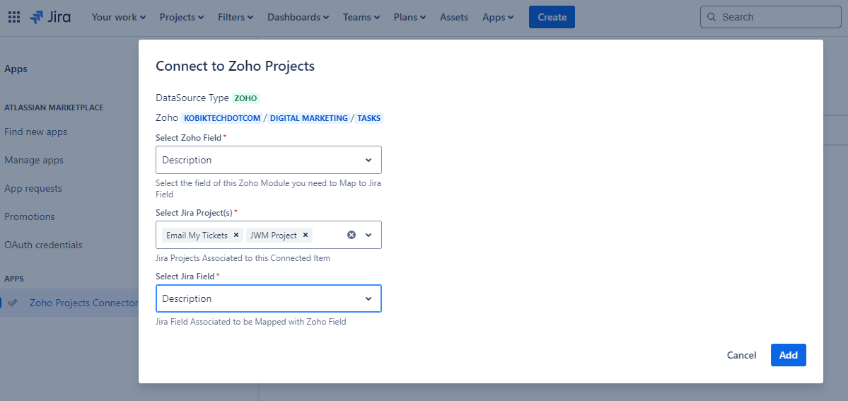 Select Zoho Module